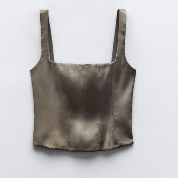 Zara Olive Green Crop Top - Picture 3 of 5